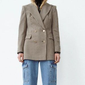 NWT Zara long plaid blazer bloggers fav